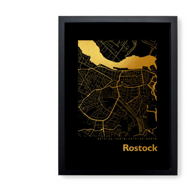Rostock Map - Single Picture Frame Print