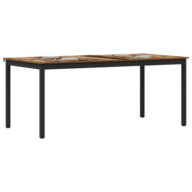 Metal Base Dining Table, Brown, 75cmH x 180cmL x 90cmW