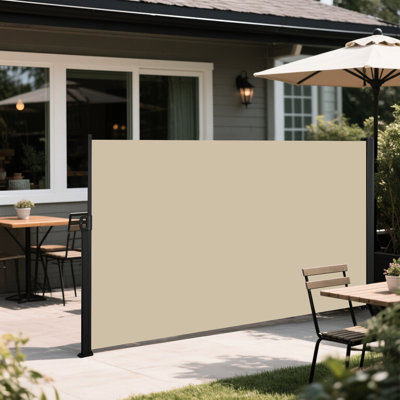 Auvent latéral imperméable et rétractable, intimité pour balcon, jardin, cour, beige, 118 po x 63 po, housse, composants d'installation en aluminium, imperméable, intimité idéale pour la cour, cadre en métal