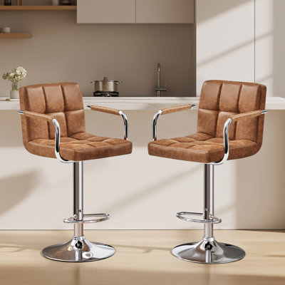 Pete Swivel Upholstered Adjustable Height Counter Stools