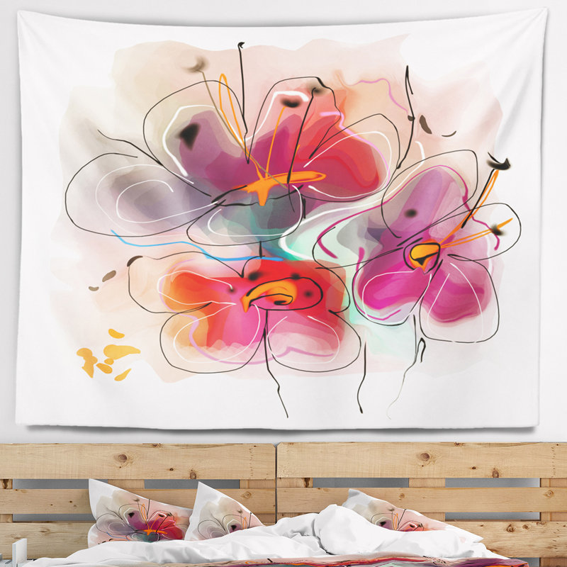 Tapisserie florale, H 50 po x l 60 po