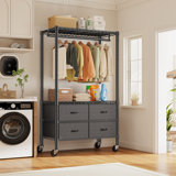 Closet Racks With 4 Drawers Closet Organizer For Hanging Clothes With Wheels  71 "h X 35.2" W X 15.7 "d