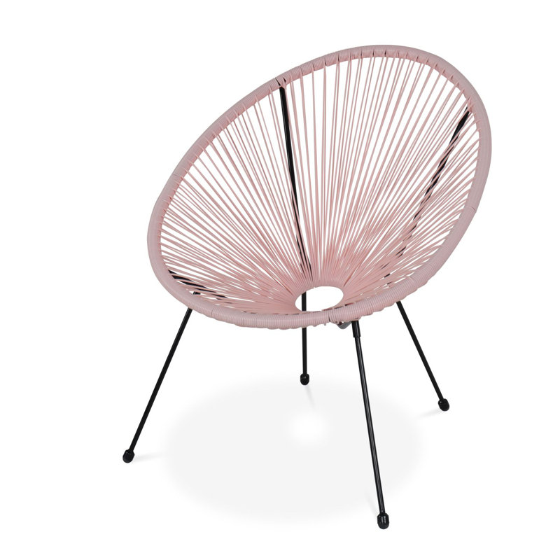 Lemeiux Patio Dining Armchair with Cushion, Pale Pink
