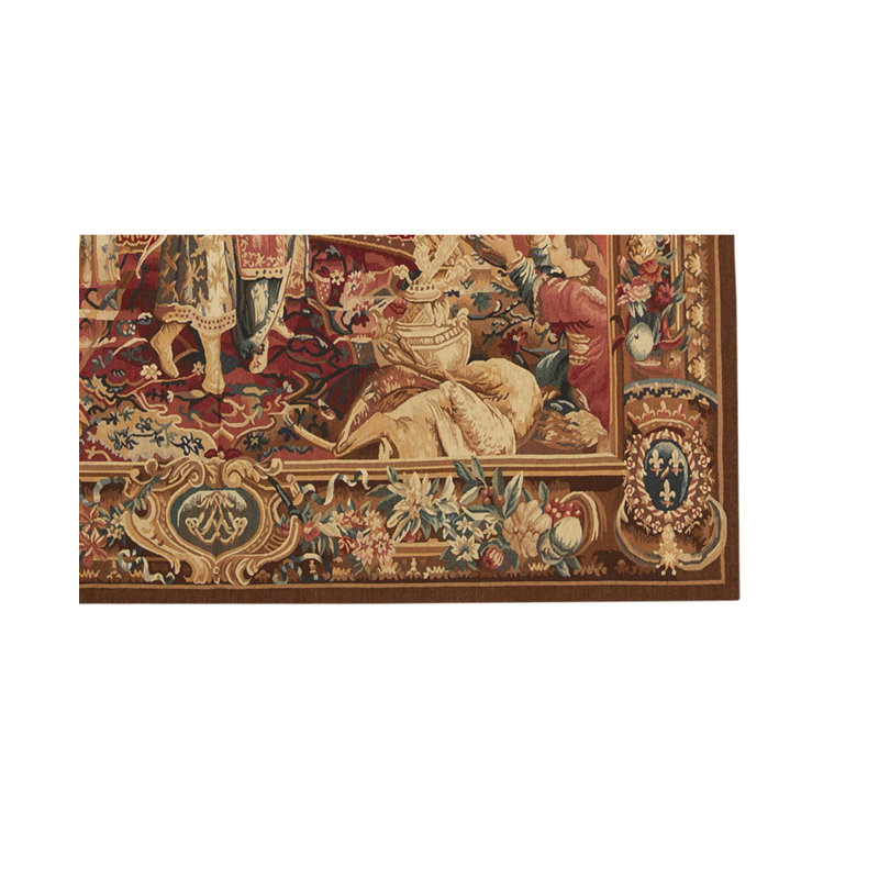 Hand-Knotted High-Quality Ivory, Beige, and Red Area Rug