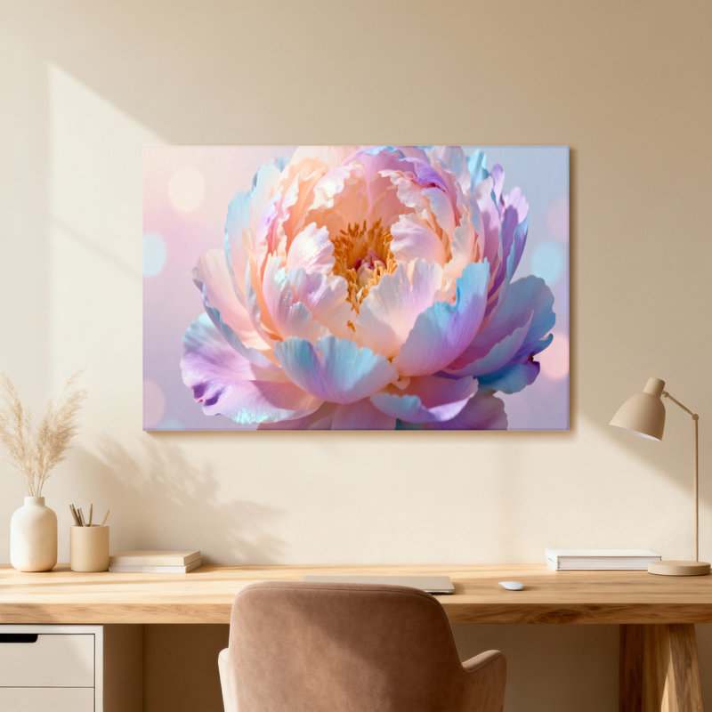 Plantes et fleurs fleur de pivoine pastel avec des couleurs douces, Toile tendue, Ne s’applique pas, H 20 po x l 30 po