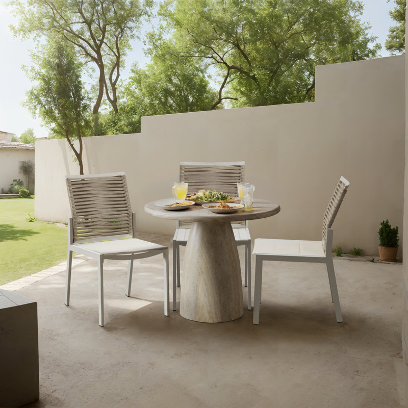 Table de salle à manger C béton, H 30 po x l 36 po x P 36 po, Travertin