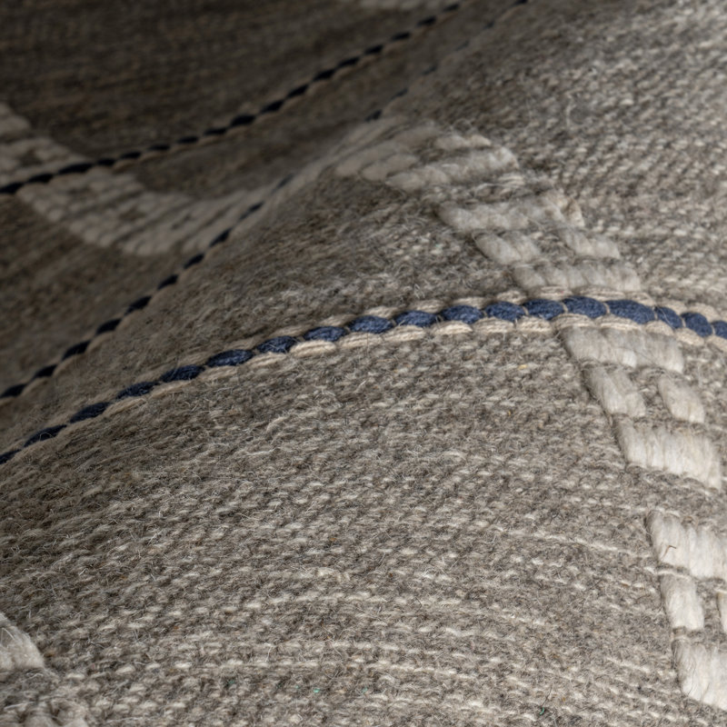 Morgan Gray Geometric Check Wool and Cotton 3' x 5' Area Rug