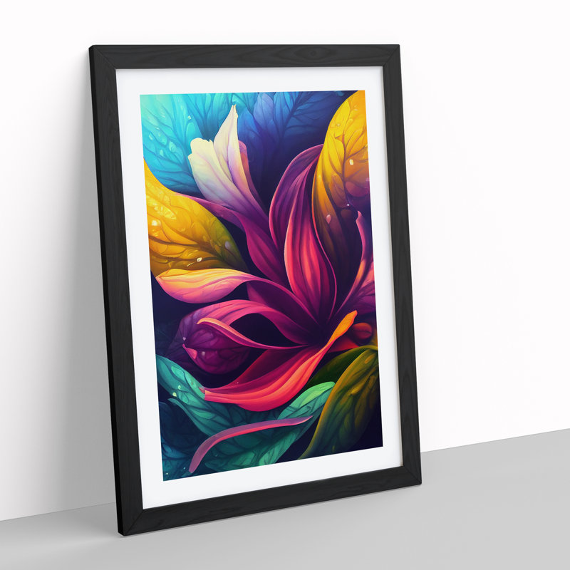 XV1022-4929X Vibrant Flowers No.4 - Print, White, 66cm H x 48cm W, Black Framed Paper