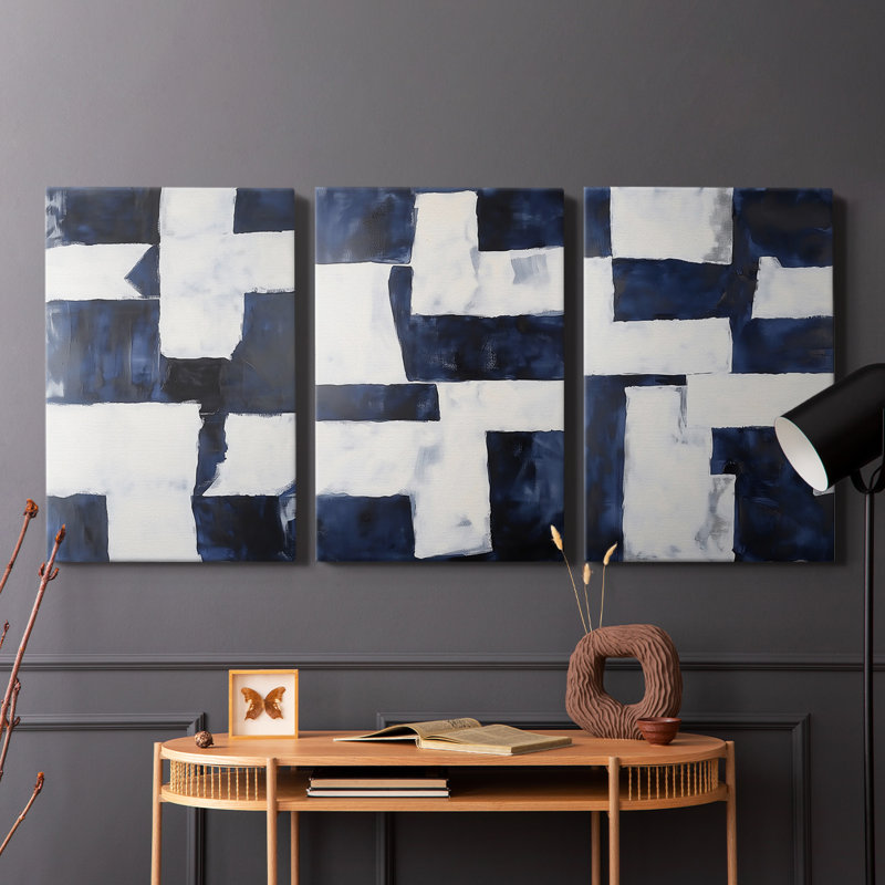 Série abstraite CC XXXII - Ensemble de toile tendue avec châssis Premium - Prêt à être accroché
