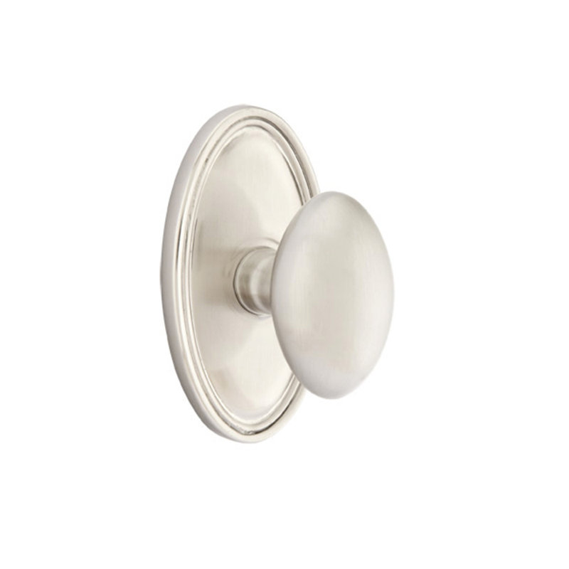 Ensemble de boutons de passage Emtek avec bouton ovale Roestte et œuf, Nickel satiné