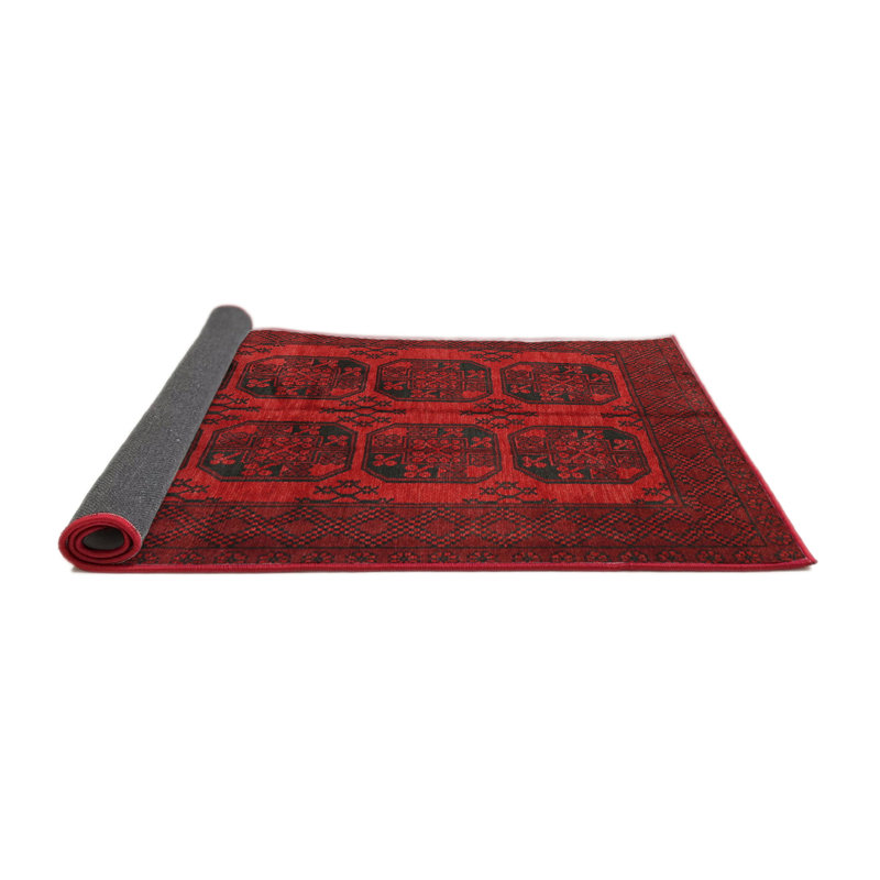 Tapis traditionnel rouge / vert Pautah, Rectangle 4 pi x 6 pi