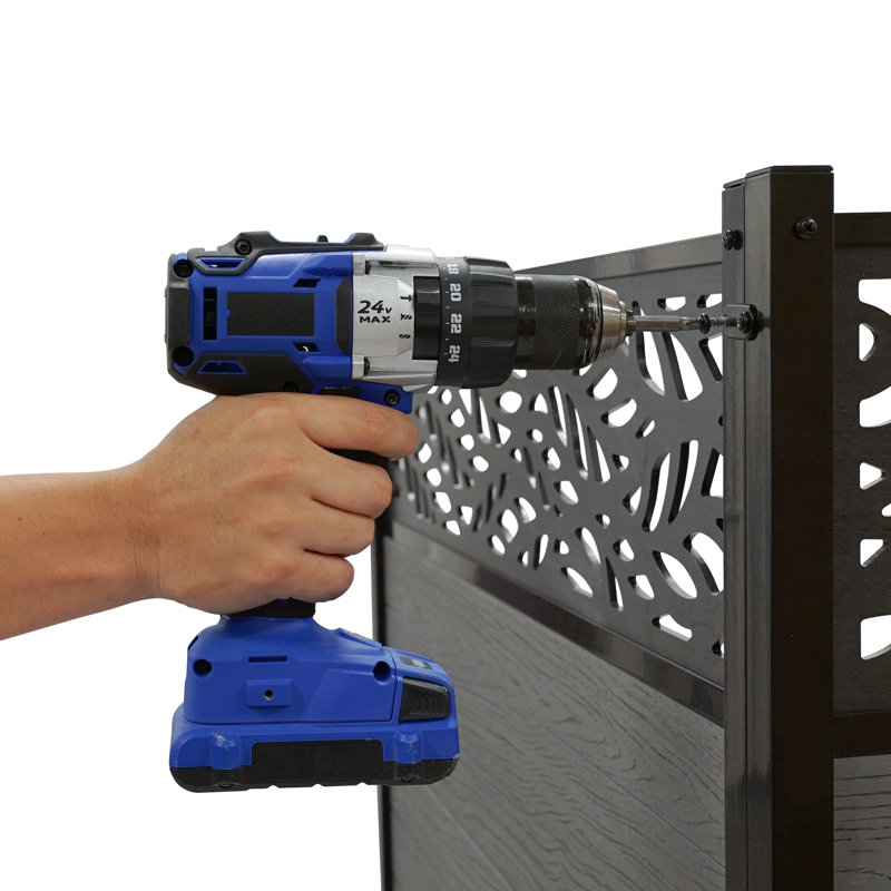 Nappa Charcoal Vinyl Privacy Screen Kit with Laser Cut Design