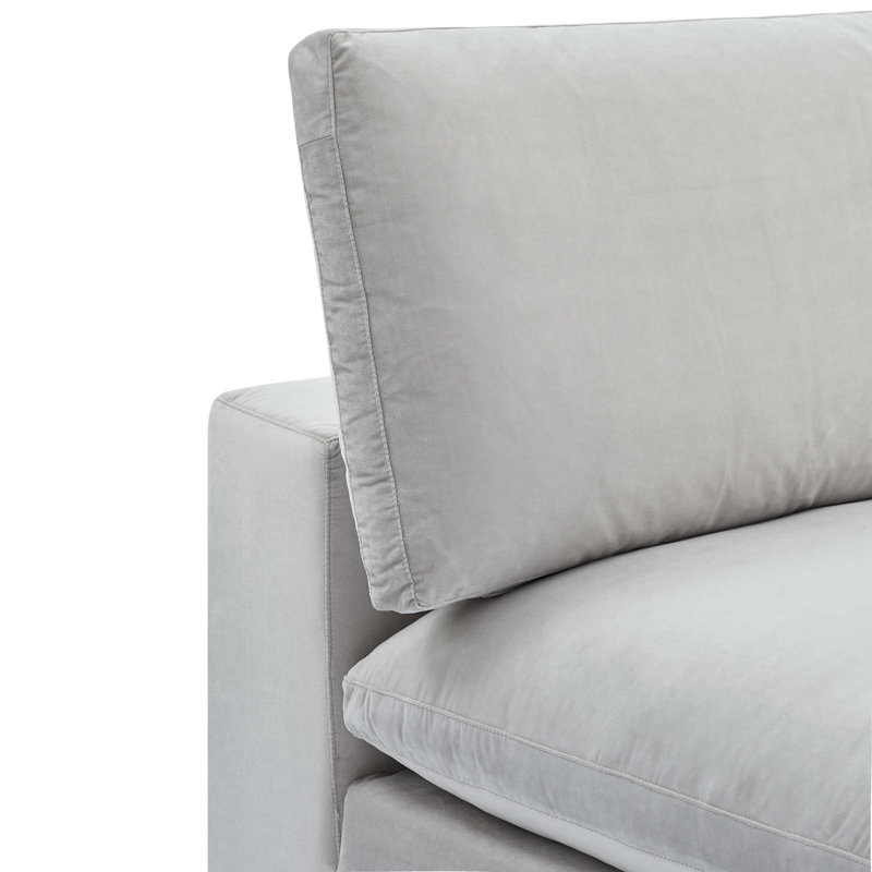 Commix Down Filled Overstuffed Performance Velvet Armless Chair, Light Gray Velvet