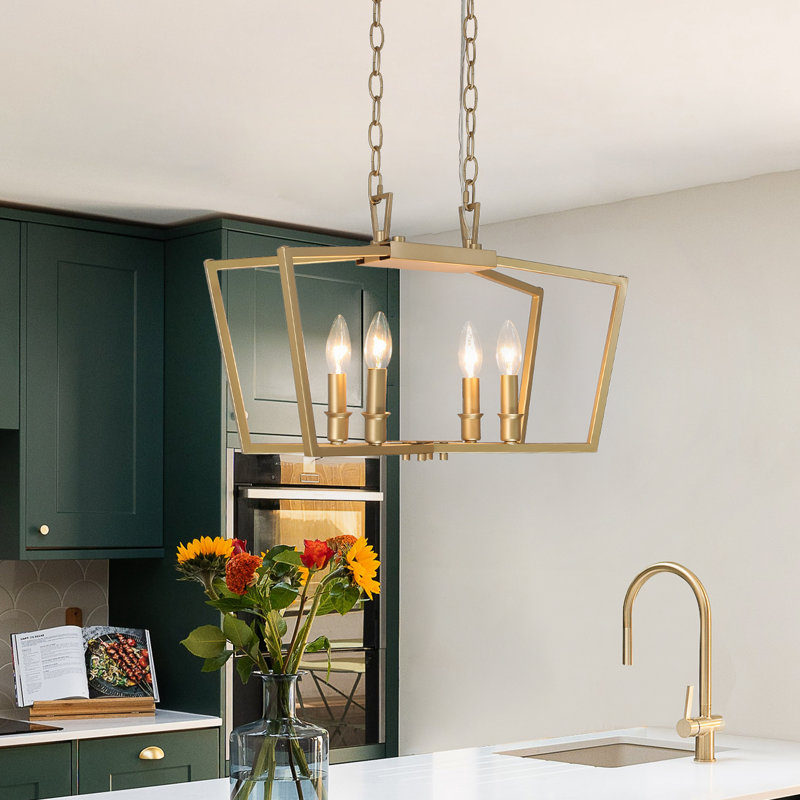 Stenberg 4 - Light Pendant X Frame Mini Lantern Chandelier Fixture: 20.9'' W x 12.6'' H