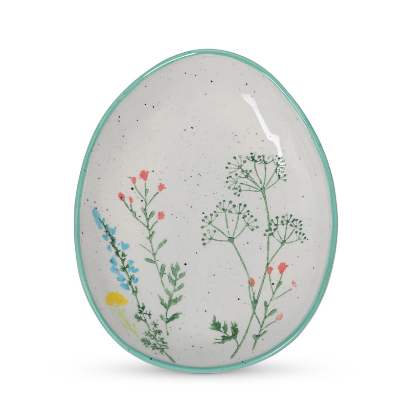 Spring Wildflower Egg Shaped Platter
