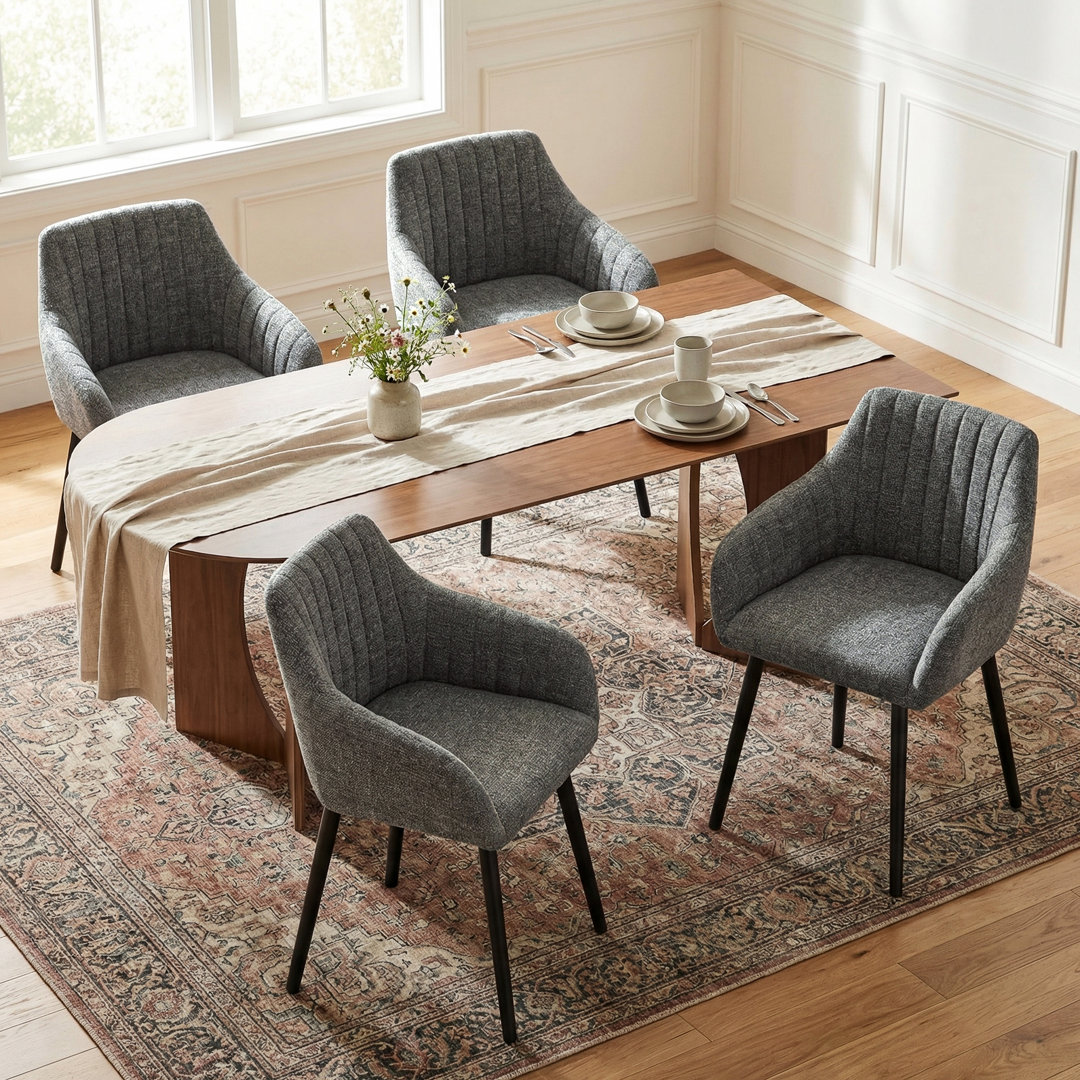 49.5cm H Upholstered Dining Chairs With Wooden Legs