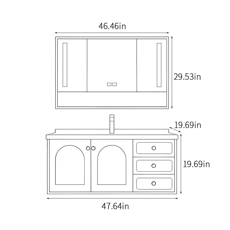 Armoire de salle de bain luxueuse de style français, Vert clair