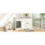 Enceinte de litière pour chat GO, meubles de litière cachés avec tapis de litière pour chat, table d'appoint pour chat avec table d'appoint avec tiroir de rangement, armoire pour chat de style campagnard pour le salon, blanc
