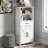 Farmhouse White Kitchen Pantry Cabinet, Freestanding Tall Floor Storage Cabinet with 2 Closed Doors, 1 Drawer & Open Storage Shelves, Multi-purpose Food Organizer Cupboard for Kitchen Pantry, Entryway, Living Room, Dining Room