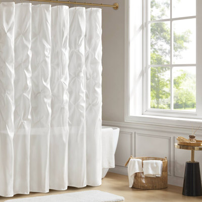 Laurel White Tufted Semi-Sheer 72x72'' Shower Curtain