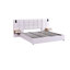 Très grand lit plateforme tapissier hydraulique en velours avec 2 tablettes, 2 lampes de lecture et port USB, beige-419364870