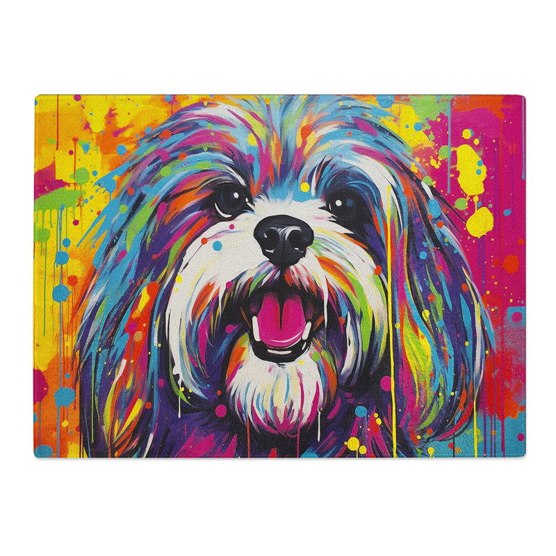 Shih Tzu Pop Art  Glass Chopping Board