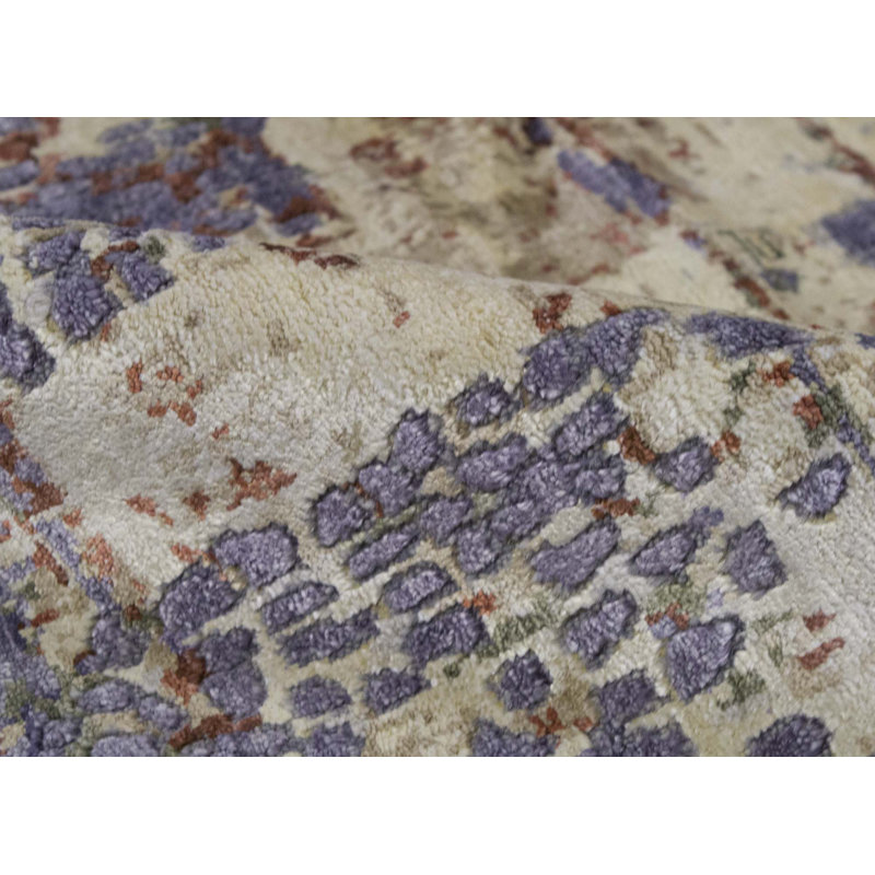 Hand-Knotted High-Quality Purple and Gold Area Rug