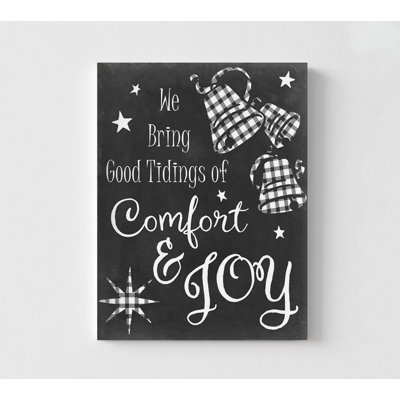 «Comfort and Joy» par Sharon Chandler, affiche de signe de joie de Noël, art mural de Noël, décoration murale de tableau noir saisonnier