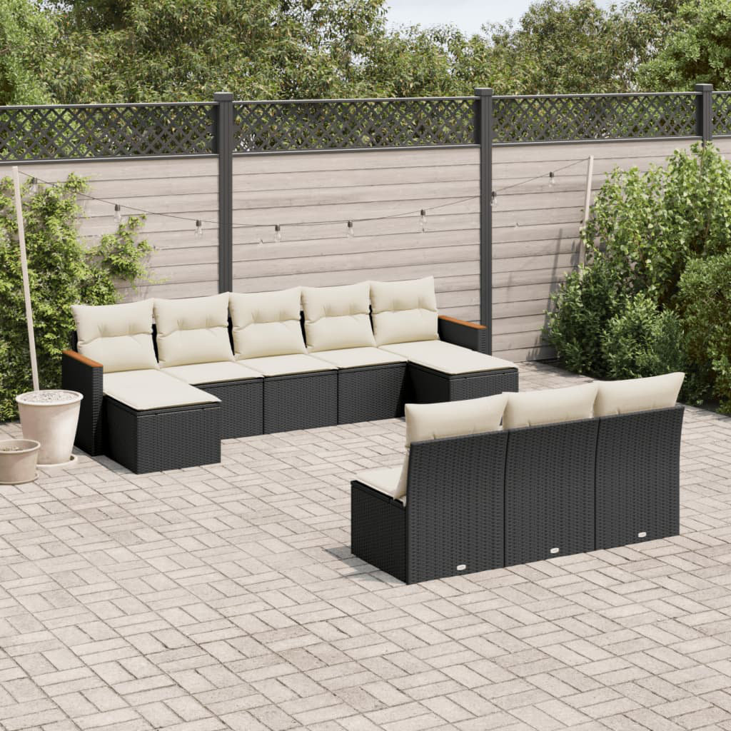 Vidaxl 10-Tlg. Garten-Sofagarnitur Mit Kissen Beige Poly Rattan