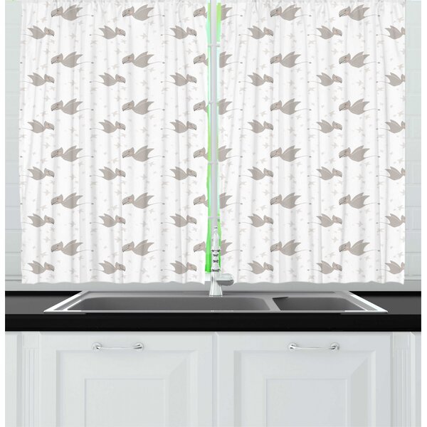 East Urban Home Pointed 55'' W Kitchen Curtain In 