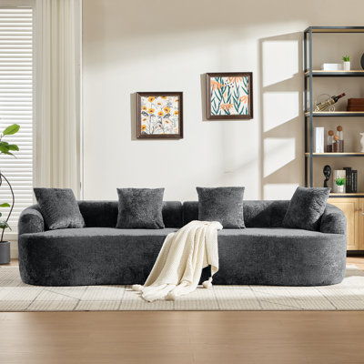 Canapé modulaire surdimensionné désossé de 110 po pour le salon, canapé de luxe moderne à 4 places en chenille moelleuse extra profonde et large avec 4 coussins décoratifs, aucun assemblage requis