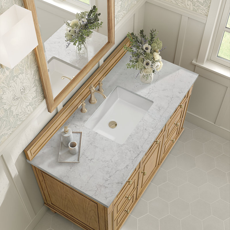Lorelai 48'' W Single Vanity, Eternal Jasmine Pearl, Light Natural Oak