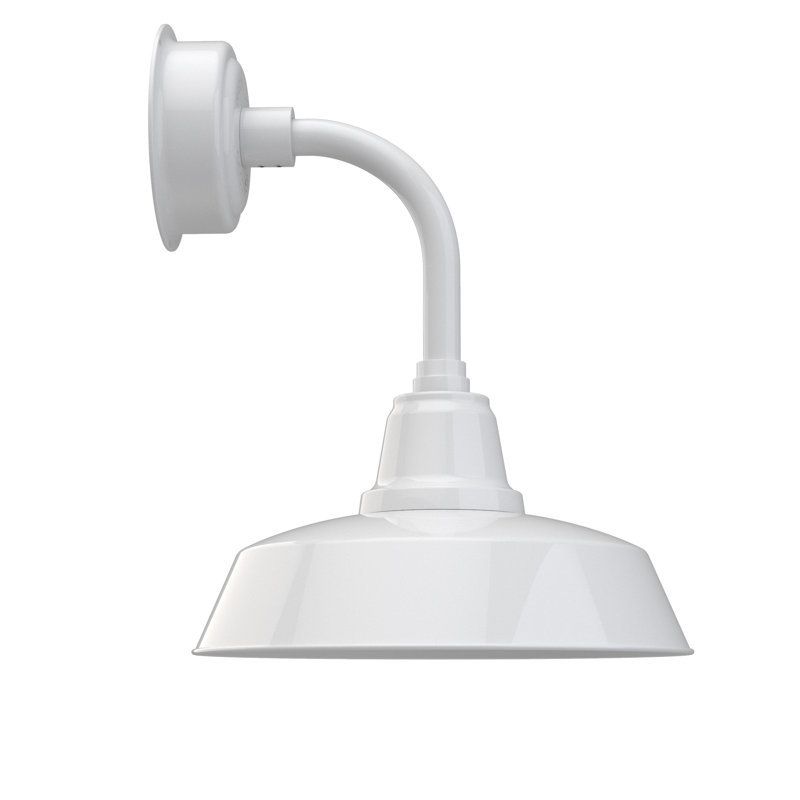 Luminaire de grange à del 1 lumière del Paulina, H 25,25 po x l 14 po x P 17,88 po, Blanc