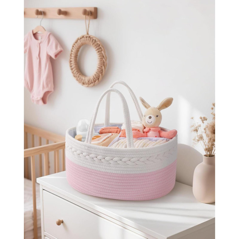 Rebrilliant Cotton Storage Bag, 18cm H x 36.1cm W x 22.1cm D, Pink
