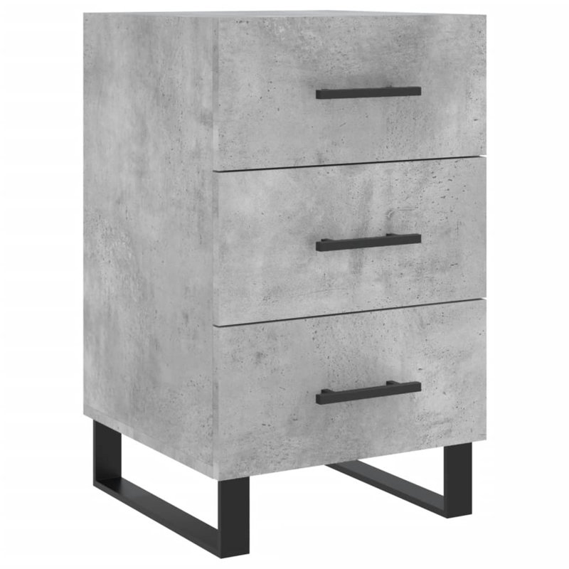 Mazari 40cm W Iron Bedside Table, Concrete Grey