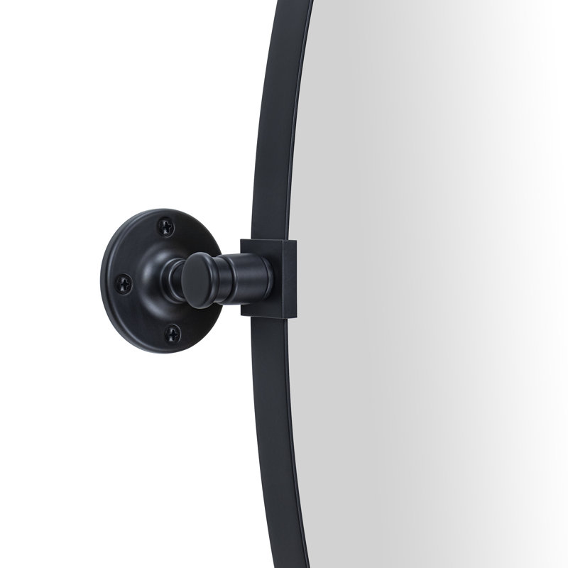 Aura 20'' W X 30'' H Matt Black Metal Framed Oval Pivoting Bathroom Mirror, Tilting Oval Vanity Mirror for Wall, Vertical Hanging