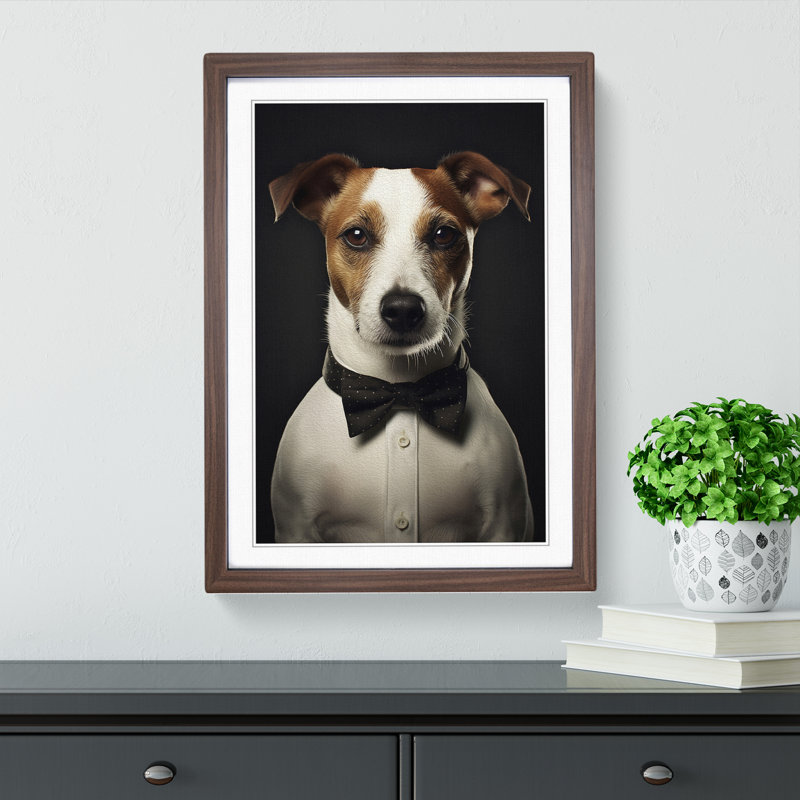 Jack Russell Minimalism No.2 - Single Picture Frame Print on Wood, Walnut Framed, 34cm H x 25cm W x 2cm D