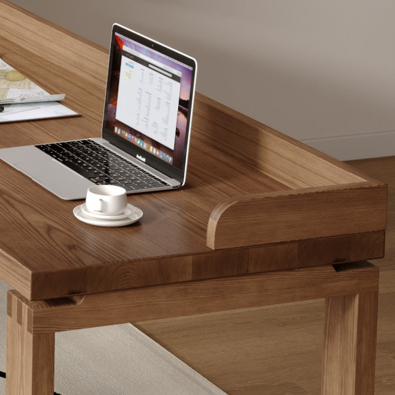 Nut-brown L-Shaped Solid Wood Writing desk, Right Hand Return, 29.53" H x 70.87" W x 47.24" D