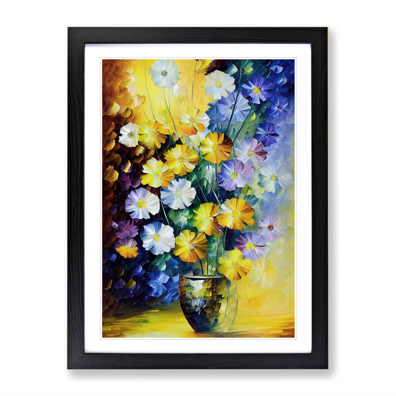 Flowers Within A Vase No.1 - Single Picture Frame Painting, Black, 64cm H x 46cm W x 2cm D