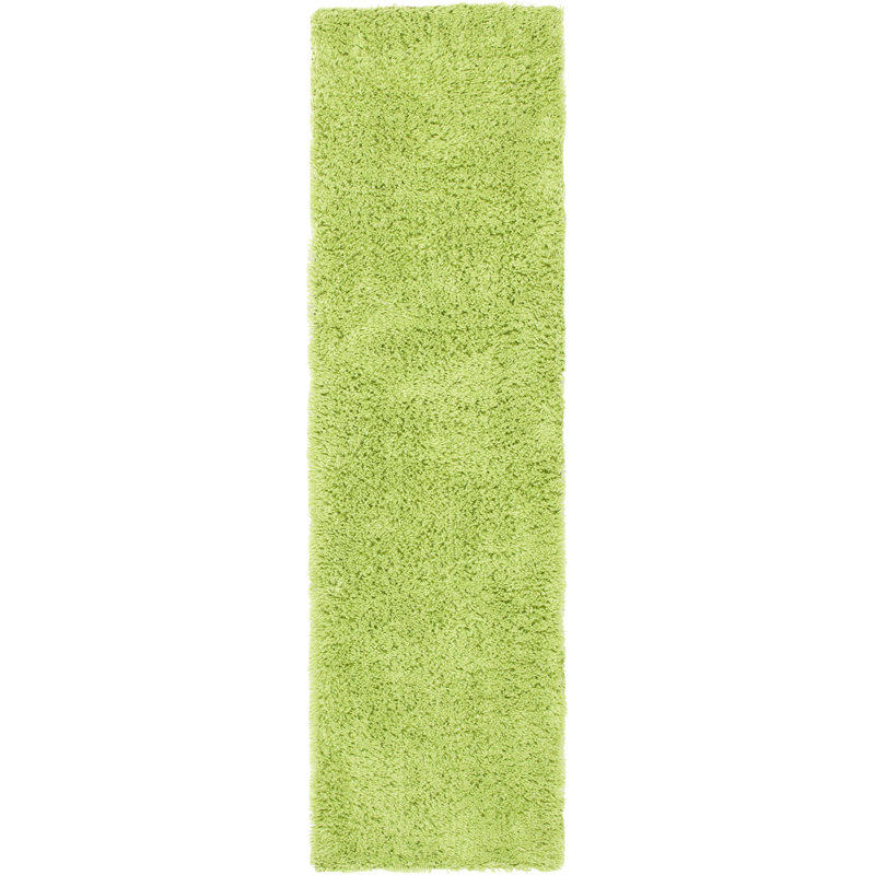 Assar Solid Color Handmade Tufted Polyester Area Rug in Lime, Runner 2'3" x 6'