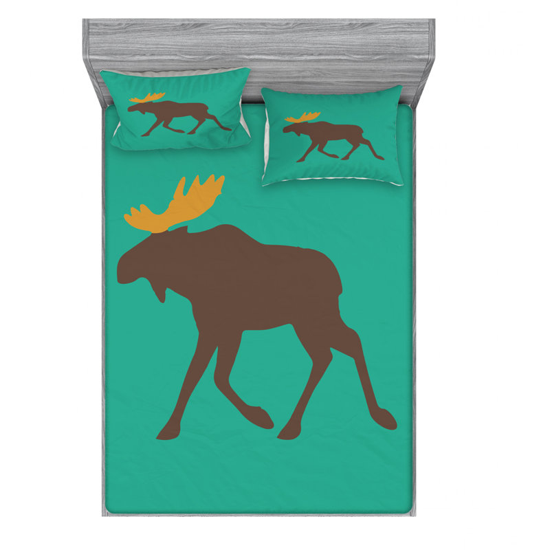 Ensemble de draps Moose Moose with Antler, Ensemble de draps pour grand lit avec 2 taies d'or