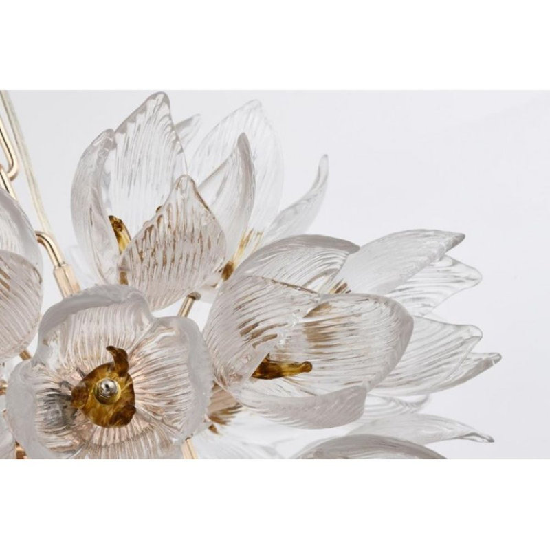 Lustre Daisy, Verre strié, Nickel poli, 30" Diameter x 33" Height