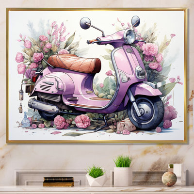 «Pink Scooter Floral Fantasy II», reproduction sur toile