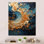 Golden Sapphire Surge I - spirales abstraites, impressions sur métal