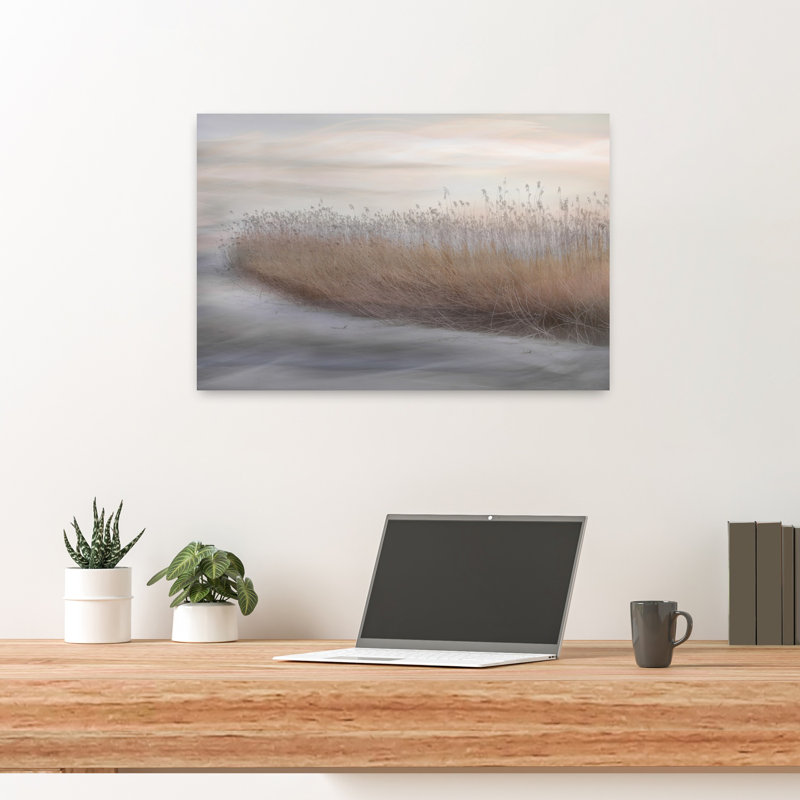 Winter Reed Abstract Contemporary Modern Landscape Nature Wall Art by Christina Sillen - Wrapped Canvas Print