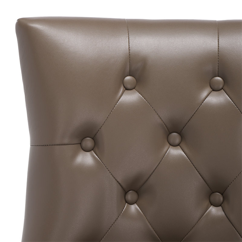 Chaise d'appoint rembourrée en lin et capitonnée Dann, Argile