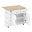 Îlot de cuisine blanc avec 2 armoires, tiroirs, étagère à épices pratique, porte-serviettes pratique, chariot multifonctionnel à plateau en bois d'hévéa classy - Essential Gorgeous pliable (blanc-537142091