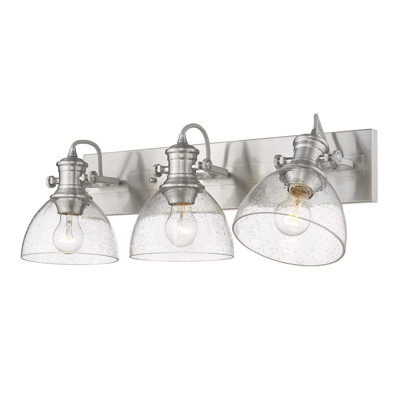 Bales 3 - Light Dimmable Vanity Light, Pewter, Seeded Glass