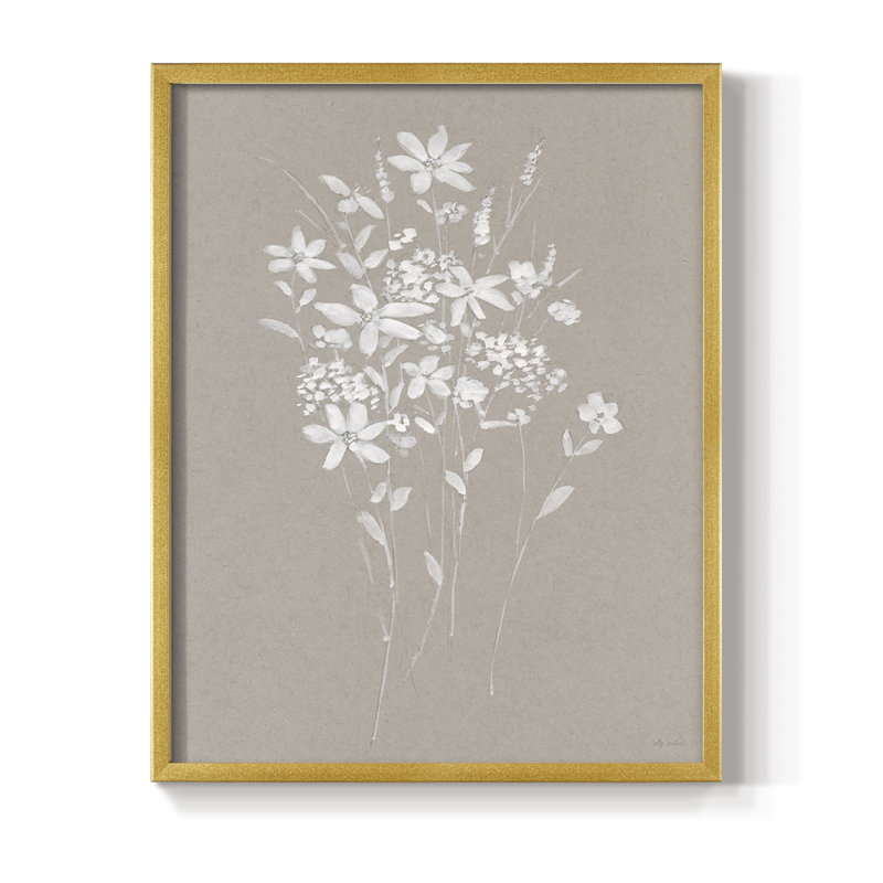 Delicate Botanicals II, reproduction encadrée - bois massif, Or, H 10 po x l 8 po