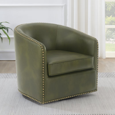 Gatwick 28.5'' W Faux Leather Swivel Barrel Chair
